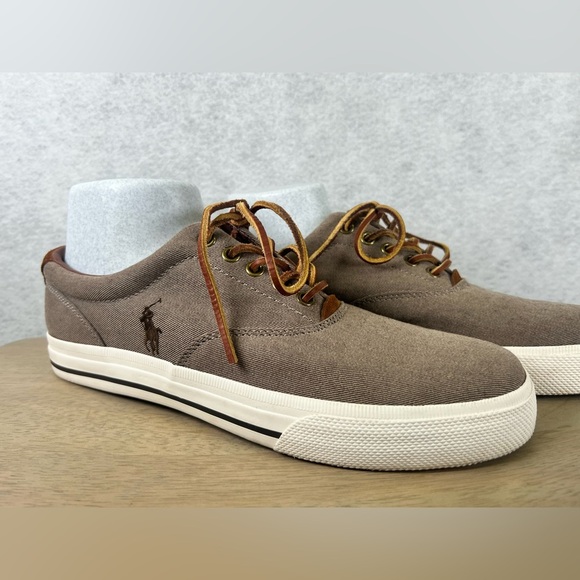 Polo Ralph Lauren Shoes Vaughn Athletic Leather Brown Sneakers Size 10D - Picture 1 of 9